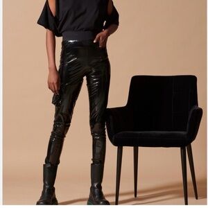 Zara Black Glossy Vinyl Skinny Pants